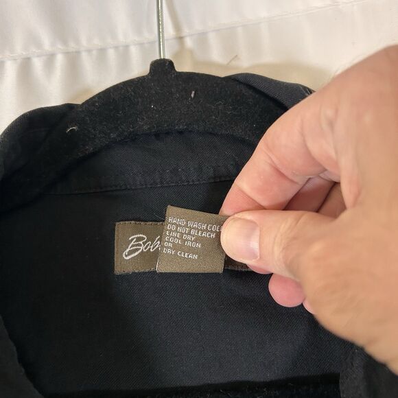 Bobby Chan Silk Shirt Men's XXL Solid Black Button Up Short Sleeve Pocket - Picture 5 of 7